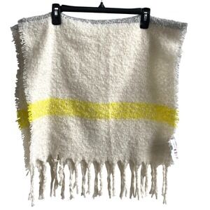 Call It Spring Scarf Women OS Cream Grey Yellow Bouclé Fringe Blanket Shawl Wrap